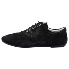 Used Louis Vuitton Black Glitter Suede Lace Up Oxfords Size 39