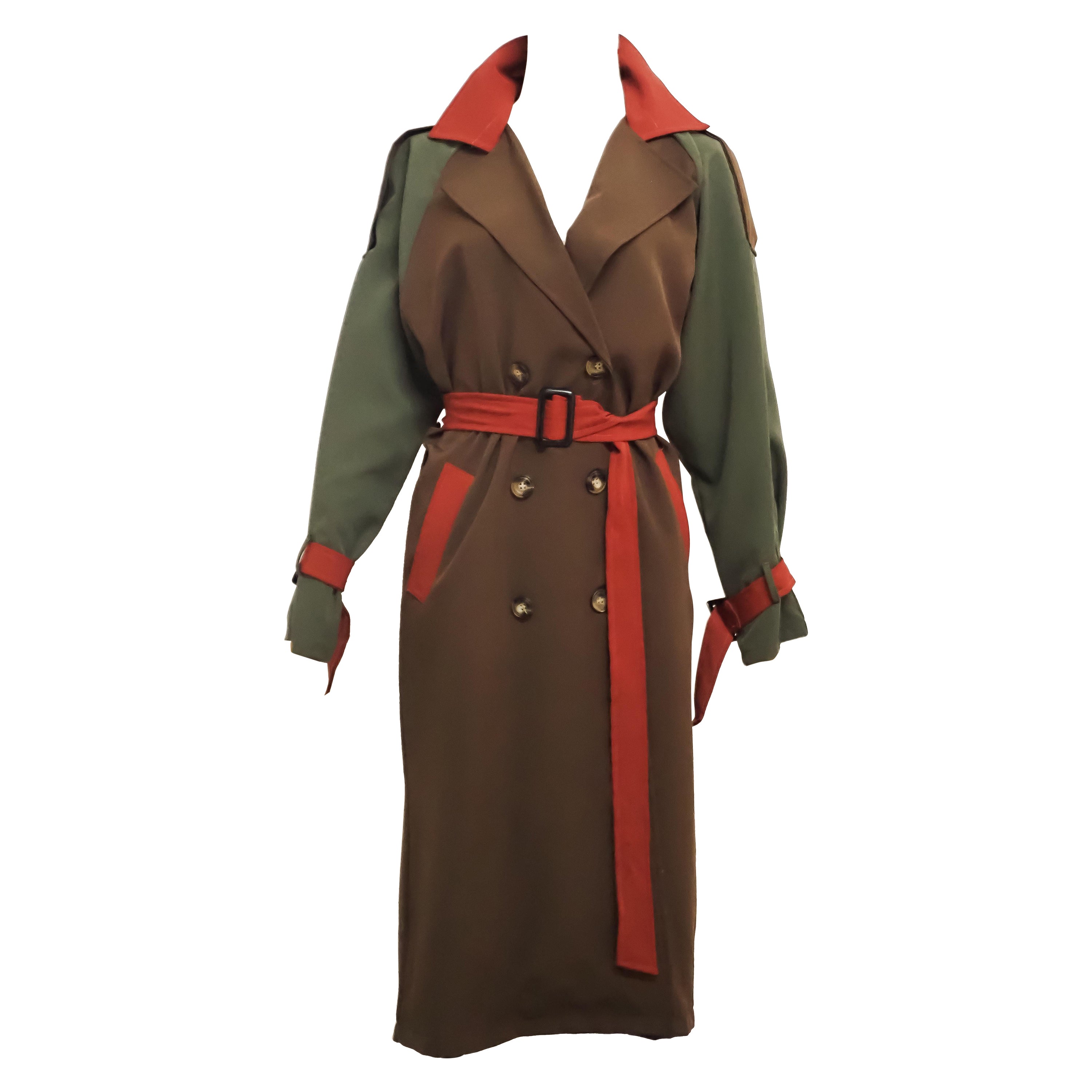 Multicoloured vintage trench-coat For Sale