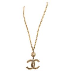 Vintage Chanel Paris Necklace CC Logo Pendant and Ball Detail from 1985