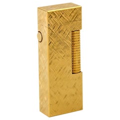 Used Alfred Dunhill 24K Gold Plated Lighter Florentine Pattern Switzerland 1980
