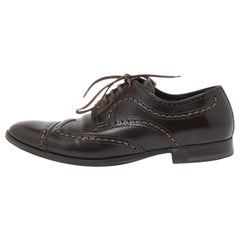 Used Louis Vuitton Brown Brogue Leather Lace Up Derby Size 41