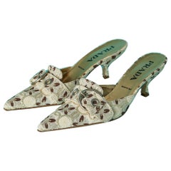 Lurex damask mules with belt and buckle on the top Prada 