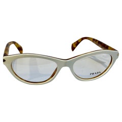 Prada  18 PV MAX 10 52/17/13  Brown honey comb and White Reading Glasses, Italy