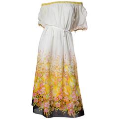 1970s Celine Cotton Floral Boho Dress
