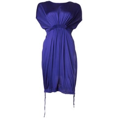 Vintage 1990S JIL SANDER Sapphire Blue  Jersey Empire Waist Drawstring Dress