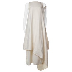 1990S COMME DES GARCONS Cream Cotton Minimalist Two Piece Dress