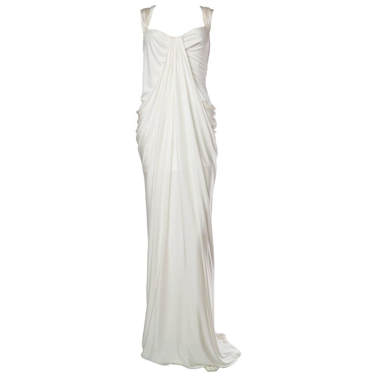 white jersey gown