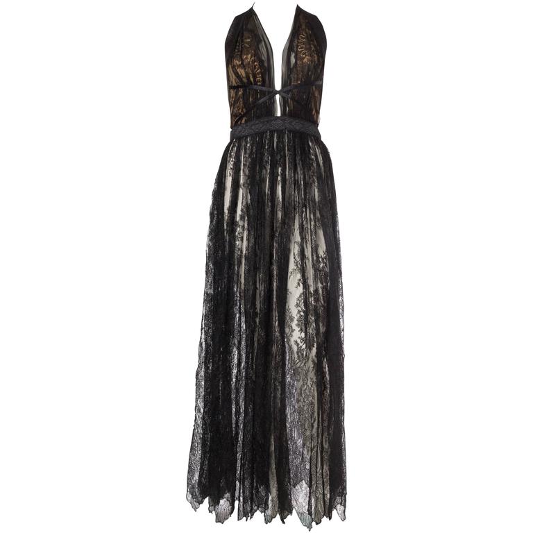 Sheer Backless Gown made from Victorian Silk Lace at 1stdibs