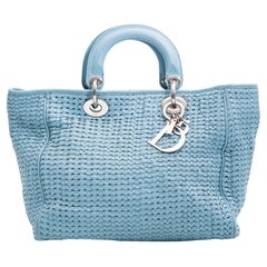 Dior Used Small Pastel Blue Lady Dior Tote Bag