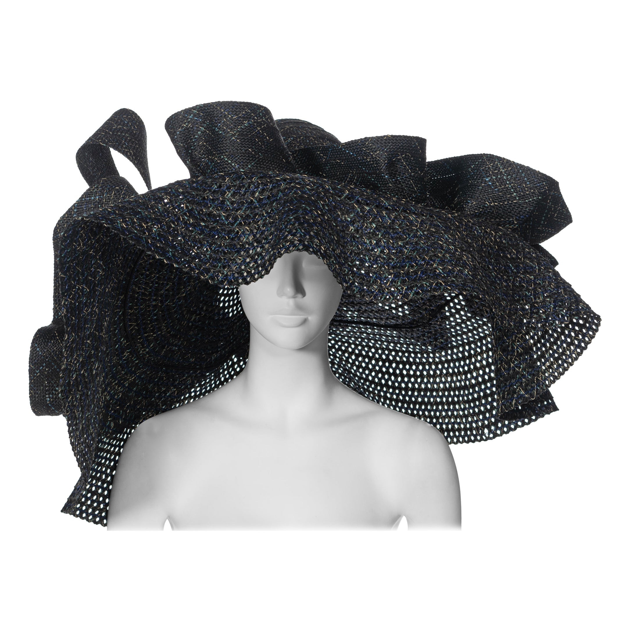 Cappello da passerella Yohji Yamamoto a tesa larga, ss 1988 in vendita
