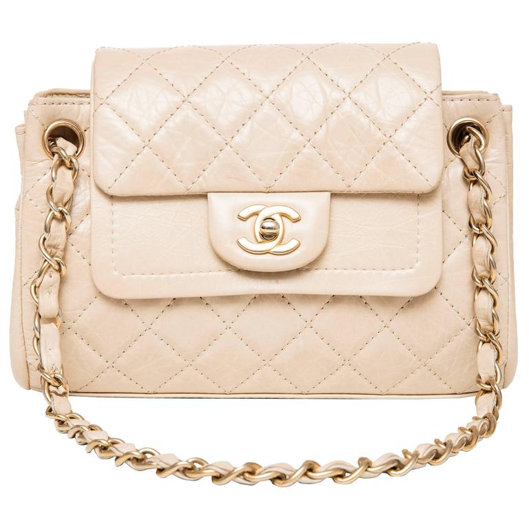 Chanel Beige Quilted Leather Sac Class Rabat Bag at 1stDibs