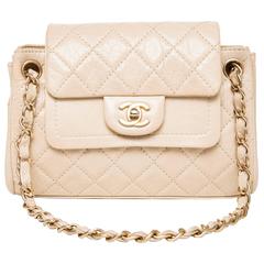 Chanel Sac Class Rabat en cuir matelassé beige