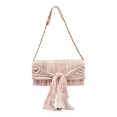 Valentino Pink Pleated Leather Bow Shoulder Bag