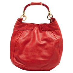 Used Jimmy Choo Red Leather Enamel Handle Hobo