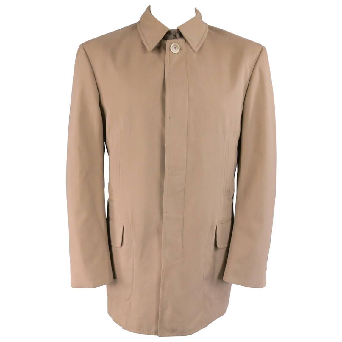 Men's BRUNELLO CUCINELLI 42 Brown Beige Cotton / Cashmere Hidden Placket Coat
