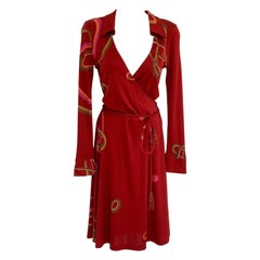 Ruby Red Silk Jersey Mock Wrap Dress + detachable Tassel Belt - NWT FLORA KUNG