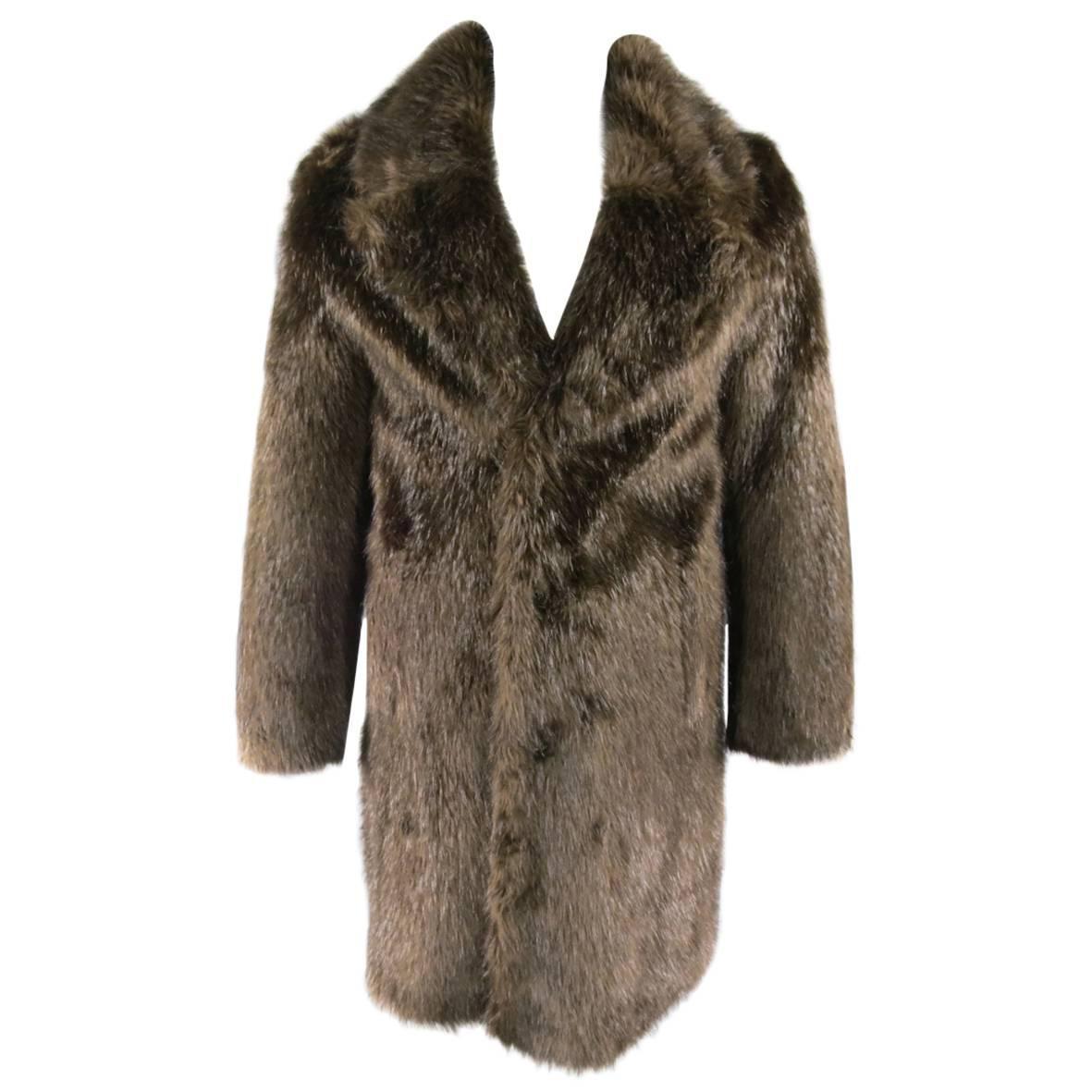 MAISON MARTIN MARGIELA X H and M 38 Brown Faux Beaver Fur Coat at 1stDibs |  margiela fur coat