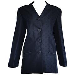 Geoffrey Beene Vintage Black Polka Dots 1990s 90s Classic Silk Jacket Blazer 3