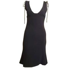 1990s Valentino Light Wool Navy Blue Dress (s) 10