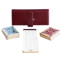 Hermes Leather Card Game Case with Leather Bound Pad + Playing Cards Used