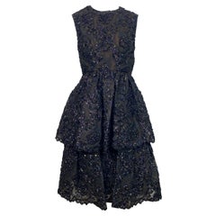 Sarmi 1960's Cellophane Encrusted Black Lace Sleeveless Cocktail Dress-Size 4