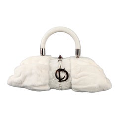 Used Christian Dior White Leather and Fur Handbag, 2008 