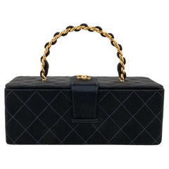 Vintage Chanel Quilted Silk Satin Bag with Golden Metal Elements, 1994/1996