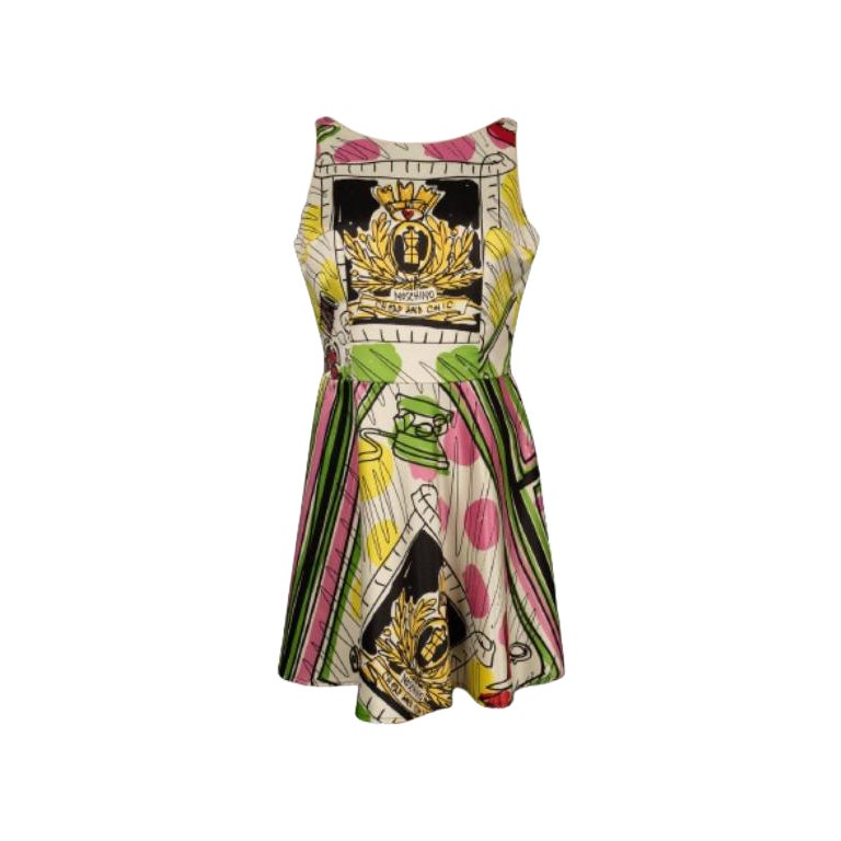 Moschino Mid-Length Colorful Printed Dress For Sale