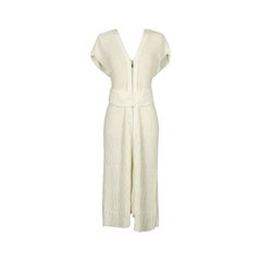 Chanel Dress in White Cotton Blend, Zip in Silver Plated Metal