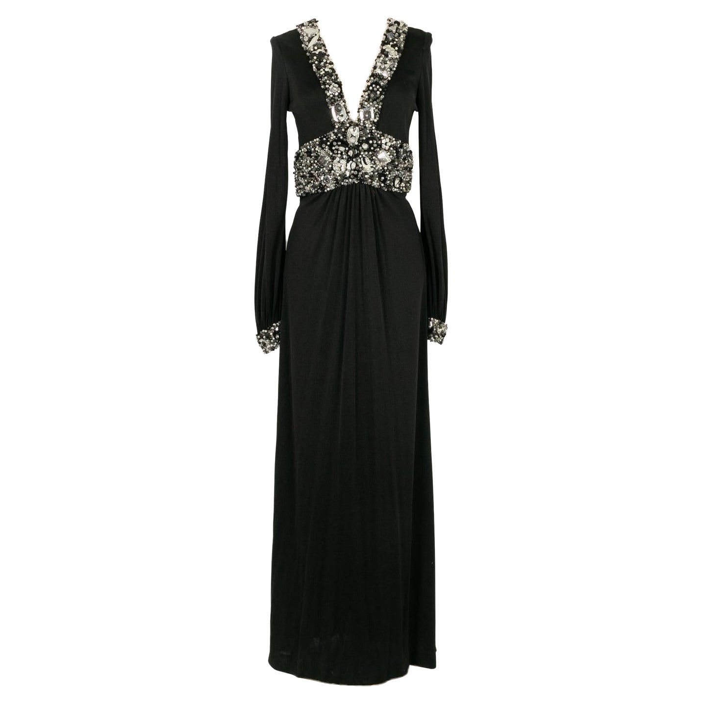 Azzaro Long-Sleeved Dress in Black Jersey For Sale