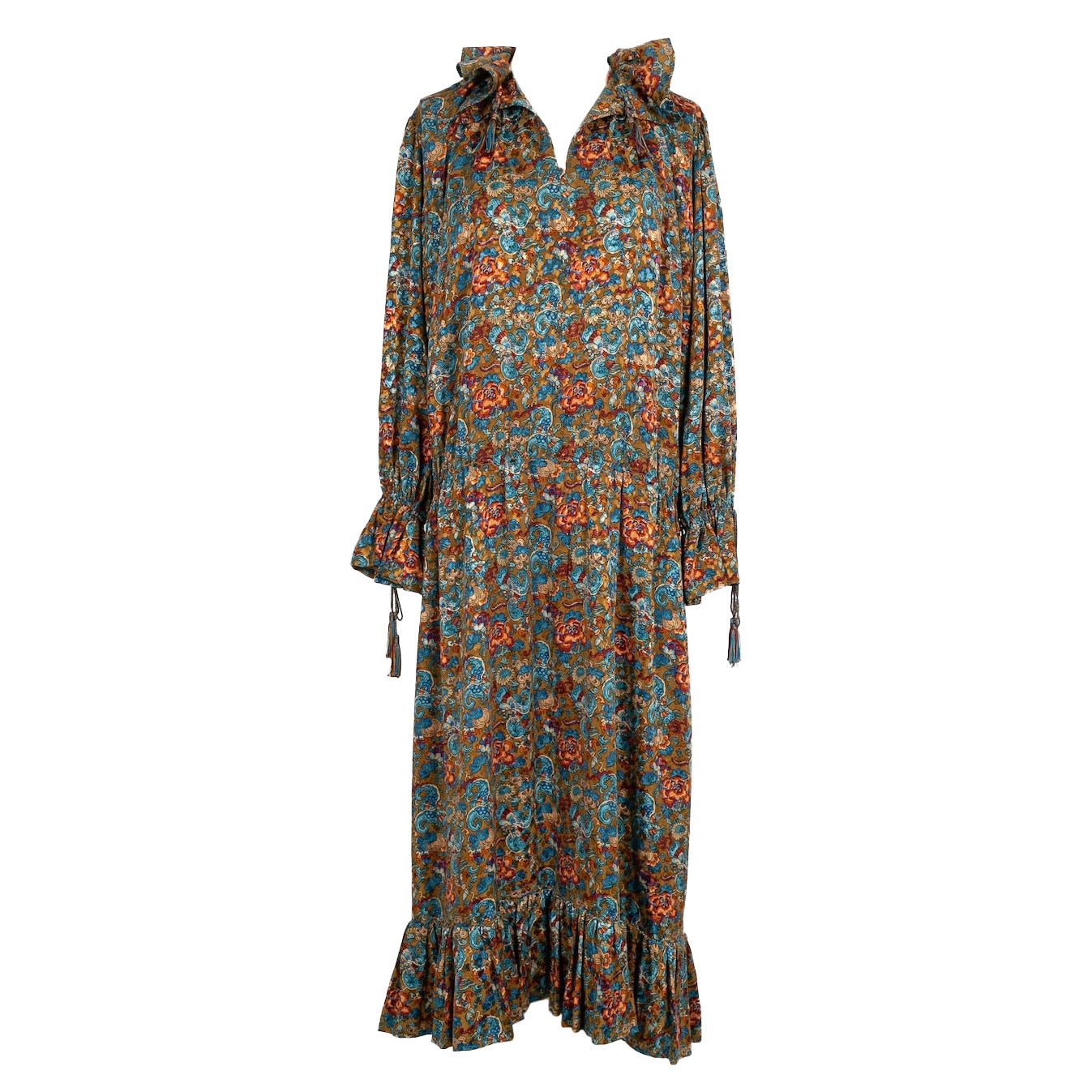 Yves Saint Laurent Langes Haute Couture-Kleid aus Seide im Angebot