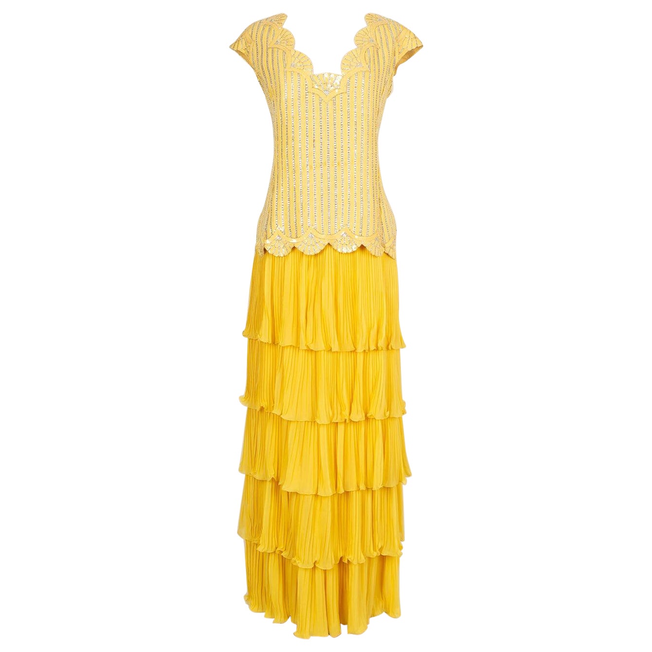 Valentino Set Haute Couture Pleated Skirt in Silk Crepe For Sale
