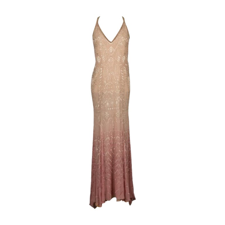 Roberto Cavalli Long Pink Tie-And-Dye Dress For Sale