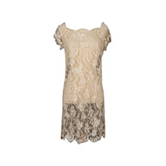 Valentino Off-White Tulle Dress Entirely Embroidered with Sequins