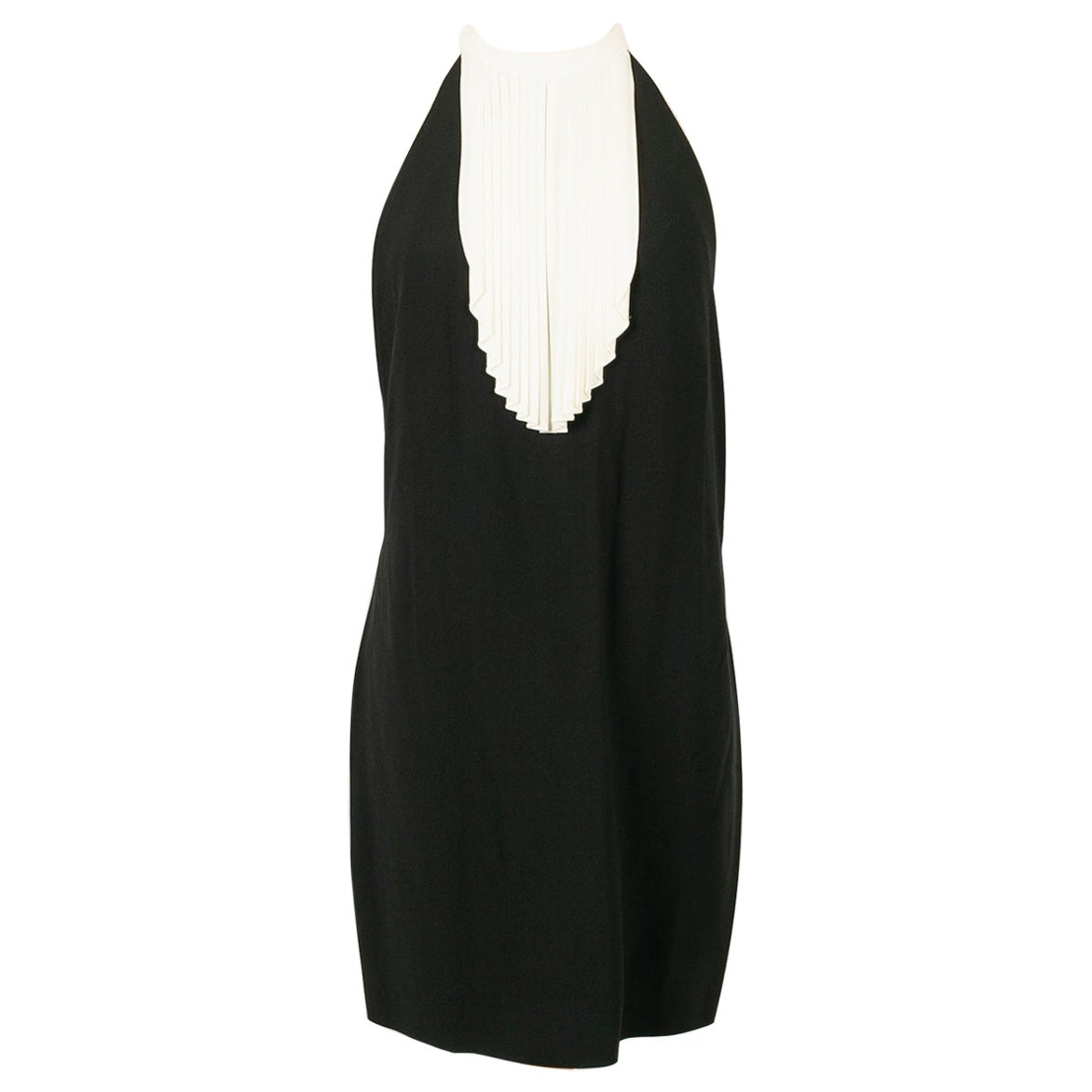 Yves Saint Laurent Kurzes rückenfreies schwarzes und weißes Kleid im Angebot