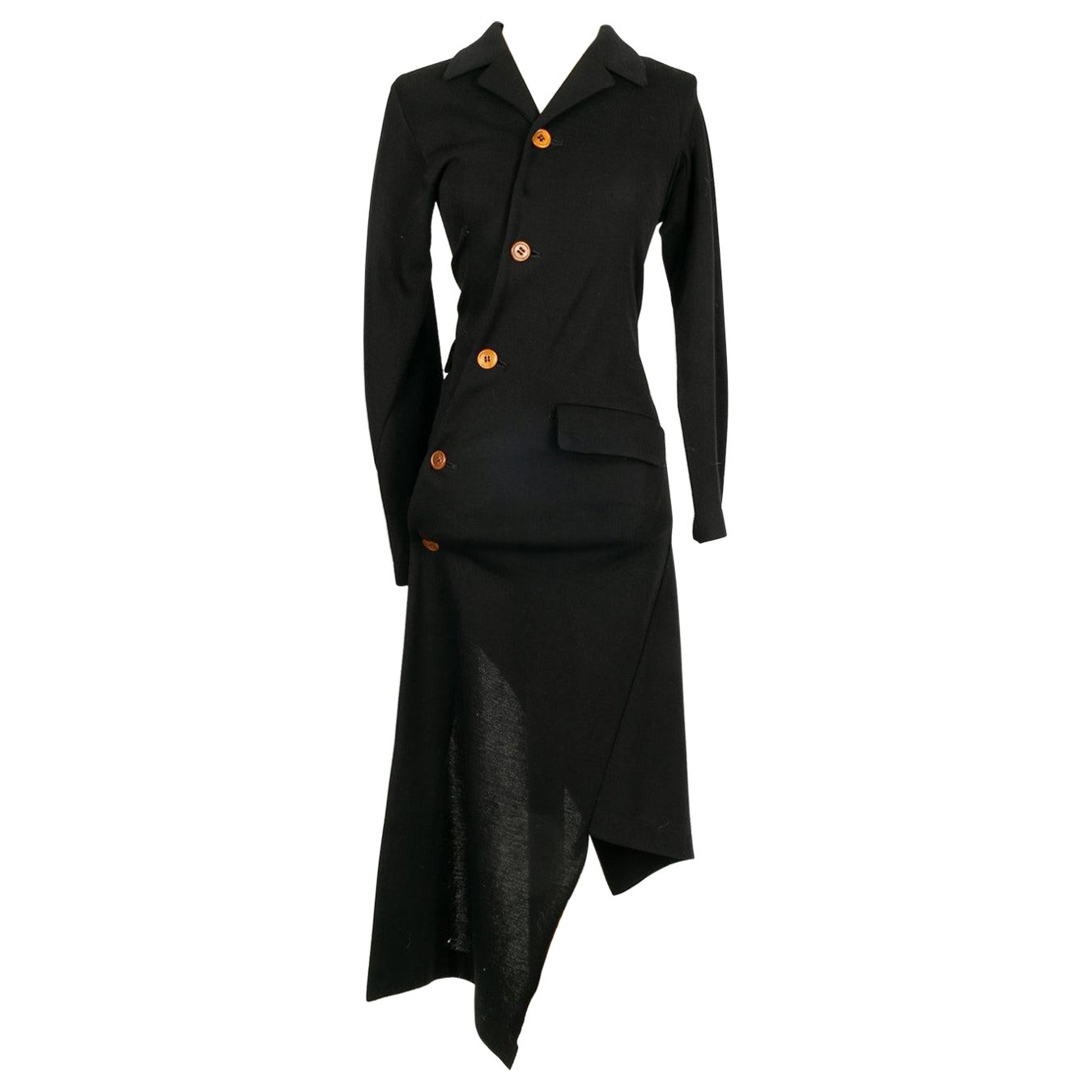 Comme Des Garçons Asymmetric Dress in Unlined Wool For Sale