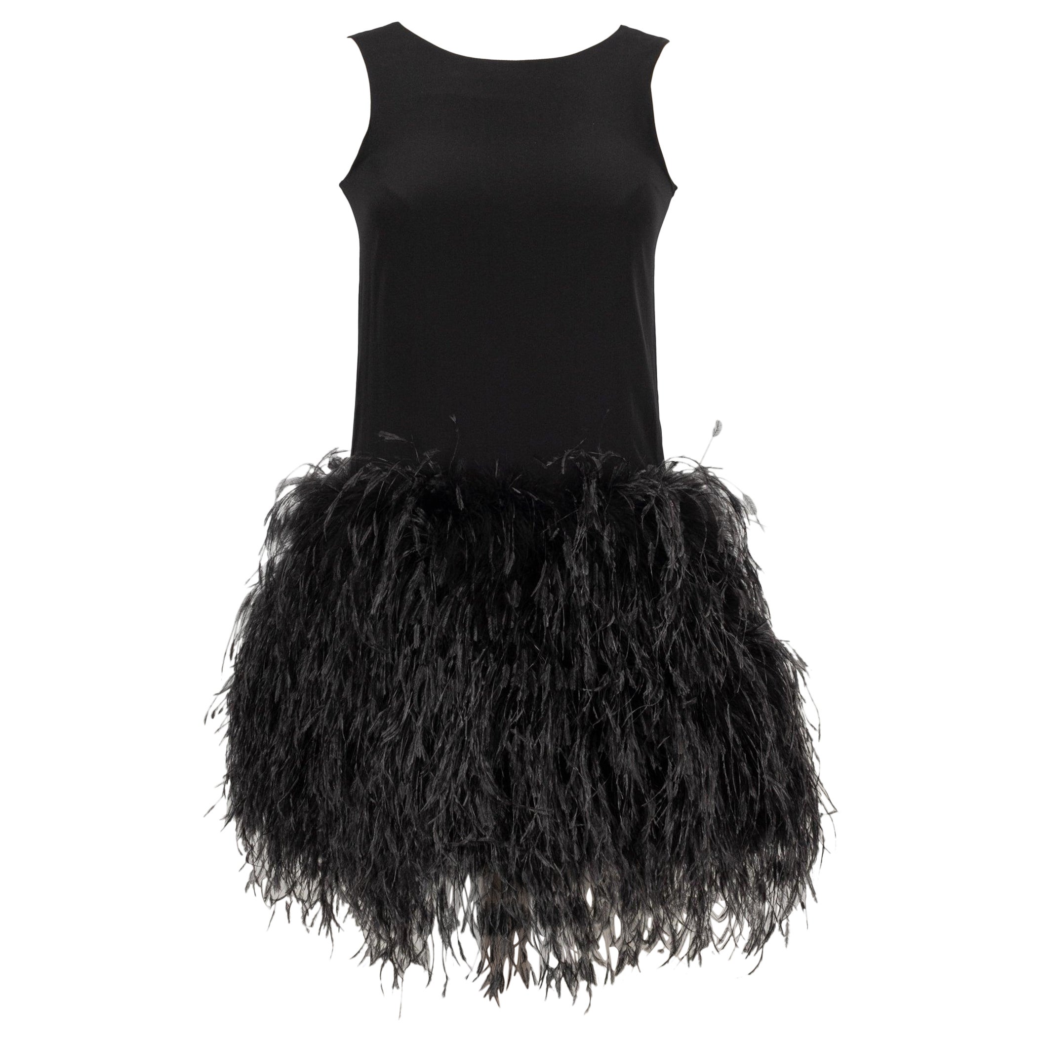 Dior Short Black Silk Dress with Ostrich Feathers, 2003 For Sale