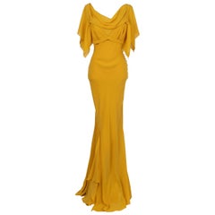John Galliano Yellow Silk Long Dress