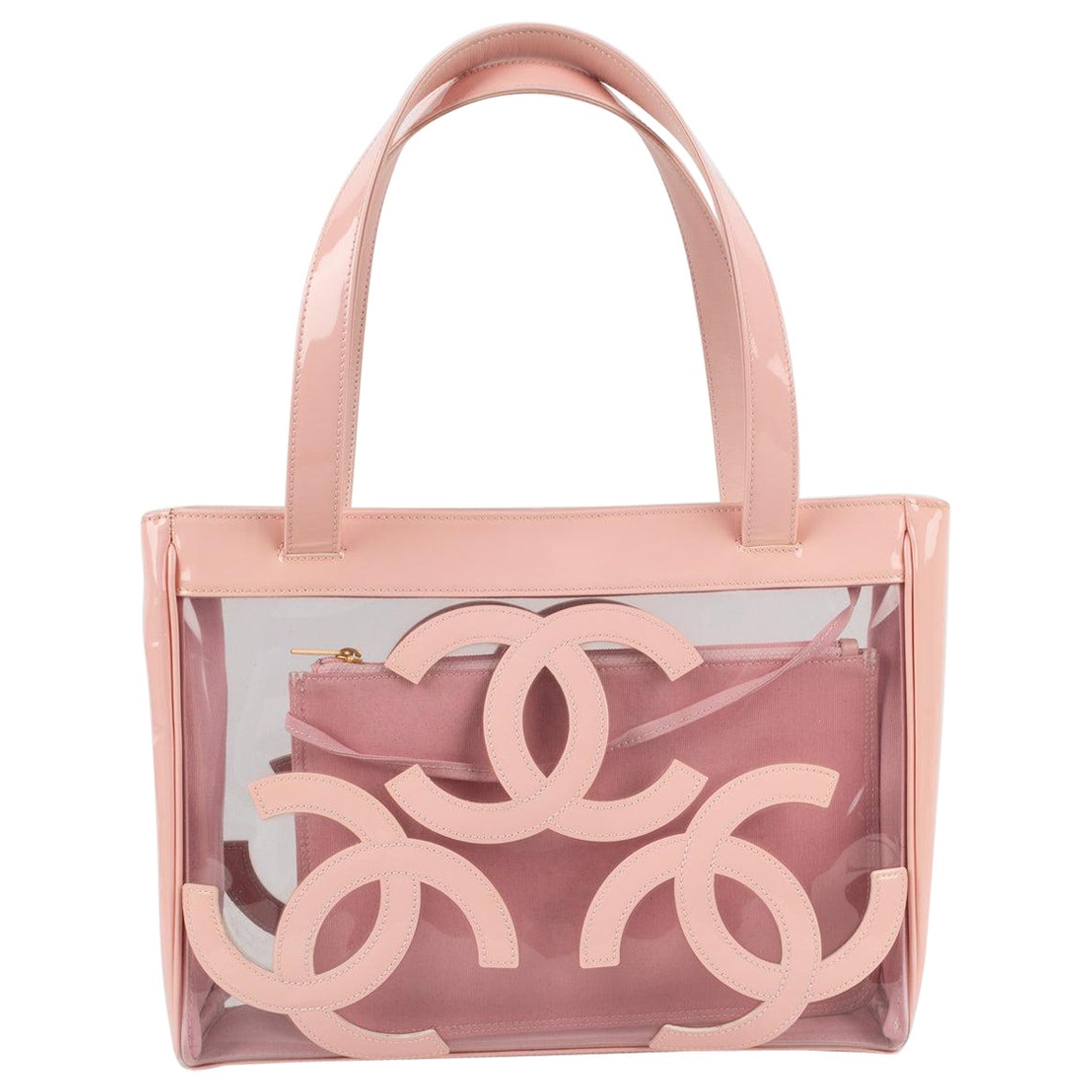 Chanel Pink Bag in Transparent Pvc Fabric and Patent Leather, 2004/2005 For Sale