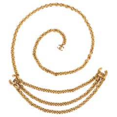 Chanel Golden Metal Chain Belt with a CC Logo, 1980s