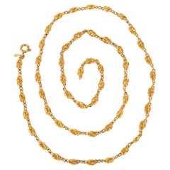 Retro Chanel Golden Metal Necklace Sautoir with Bows
