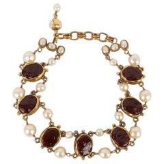 Vintage Chanel Golden Metal Short Necklace, 1985