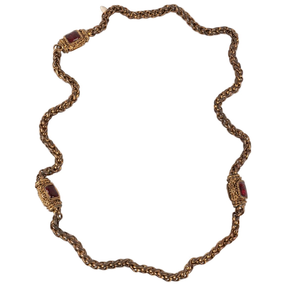 Chanel, Halskette aus goldenem Metall, 1980er-Jahre im Angebot