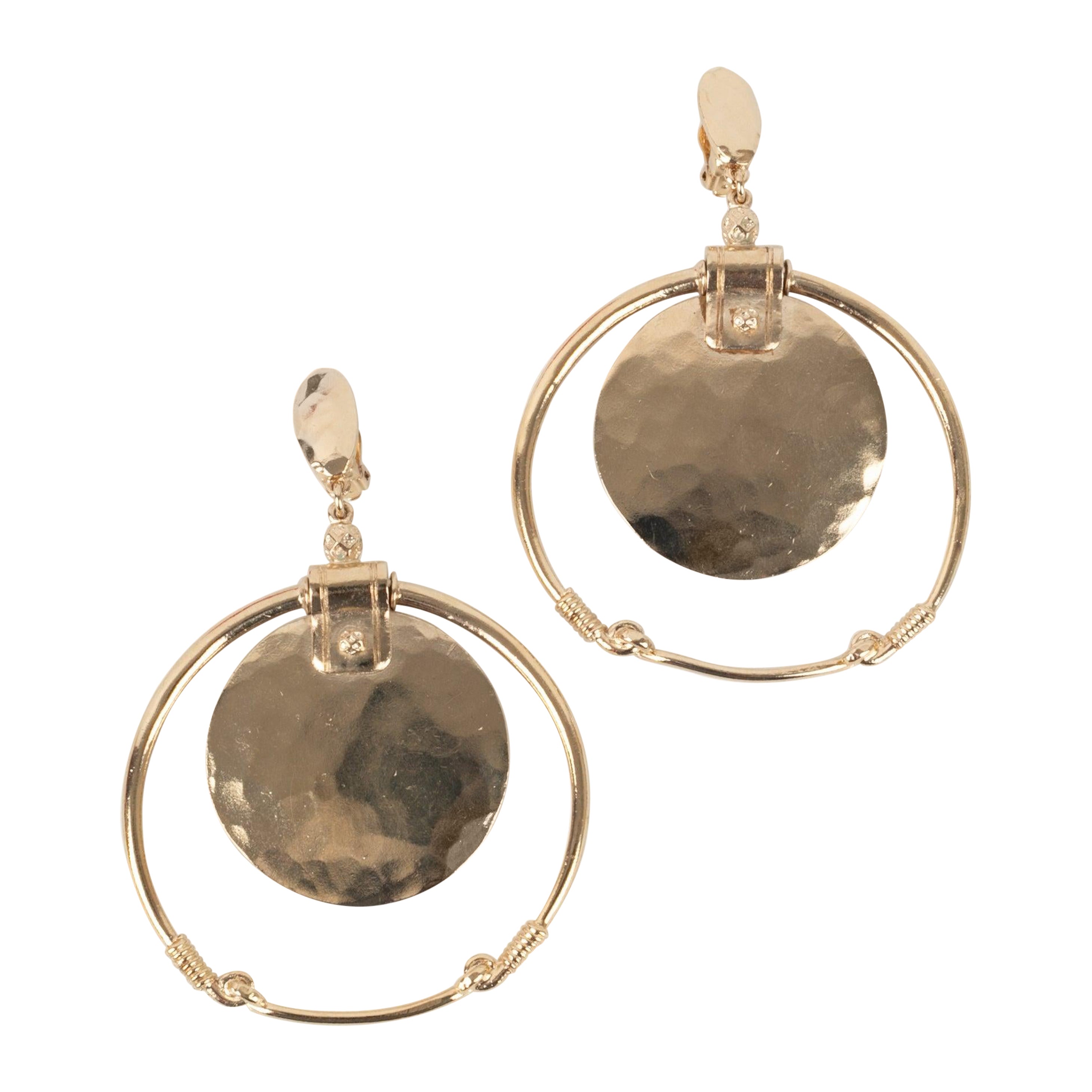 Jean Paul Gaultier Champagne Metal Circular Earrings For Sale