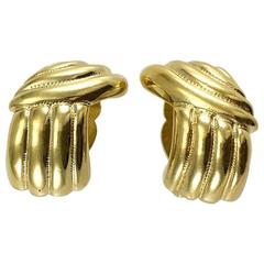 Yves Saint Laurent Undulating Gilt Earrings - 1980's 9