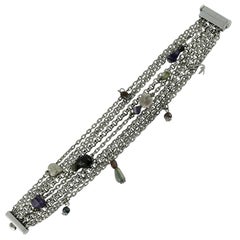 Christian Lacroix Vintage Sterling Silver Chain Bracelet with Charms
