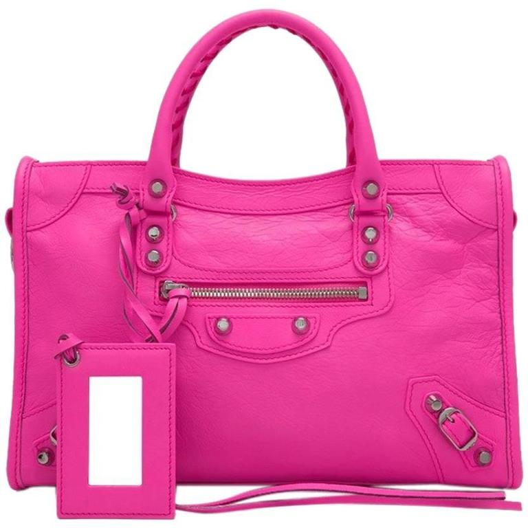 Balenciaga 2016 Hot Pink Small City Classic Silver Hardware For Sale at 1stdibs