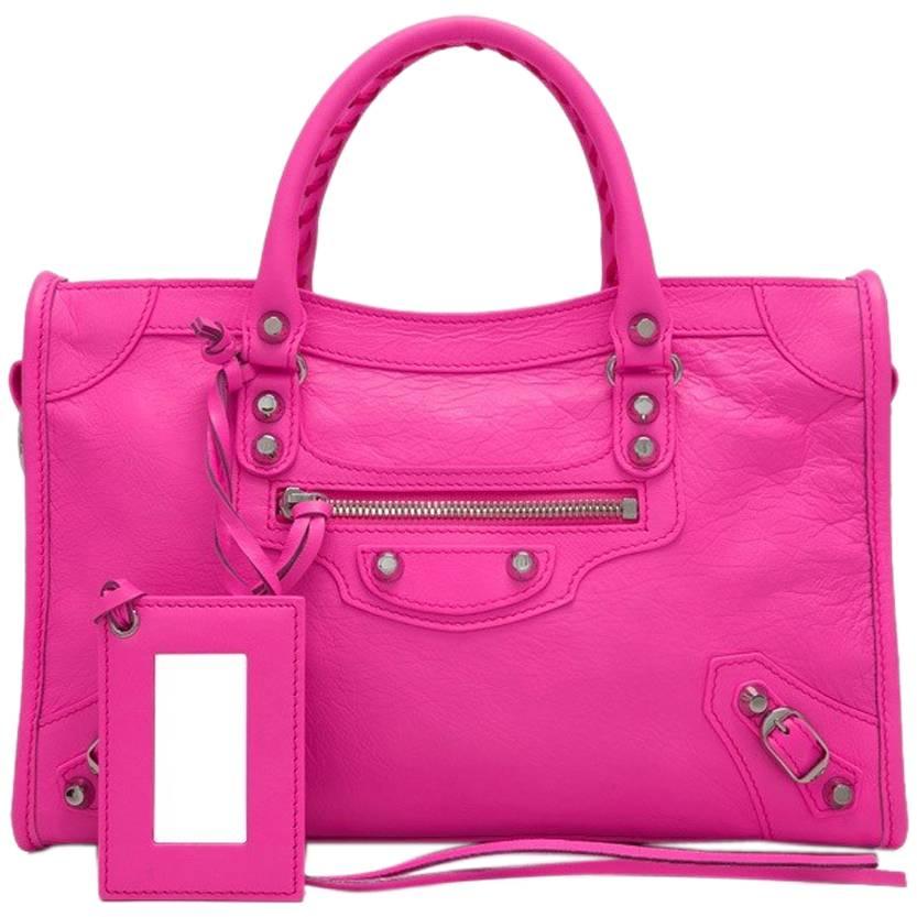 Balenciaga Hot Pink Small City Classic Silver Hardware, 2016 For Sale