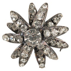 Chanel Dark Silvery Metal Brooch Ornamented with Swarovski Rhinestones