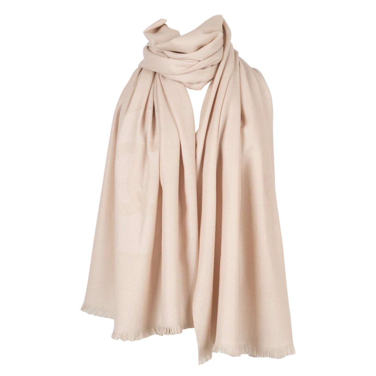Chanel Beige Cashmere Large Stole For Sale